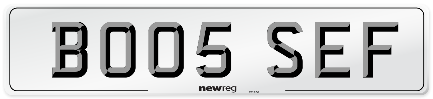 BO05 SEF Number Plate from New Reg